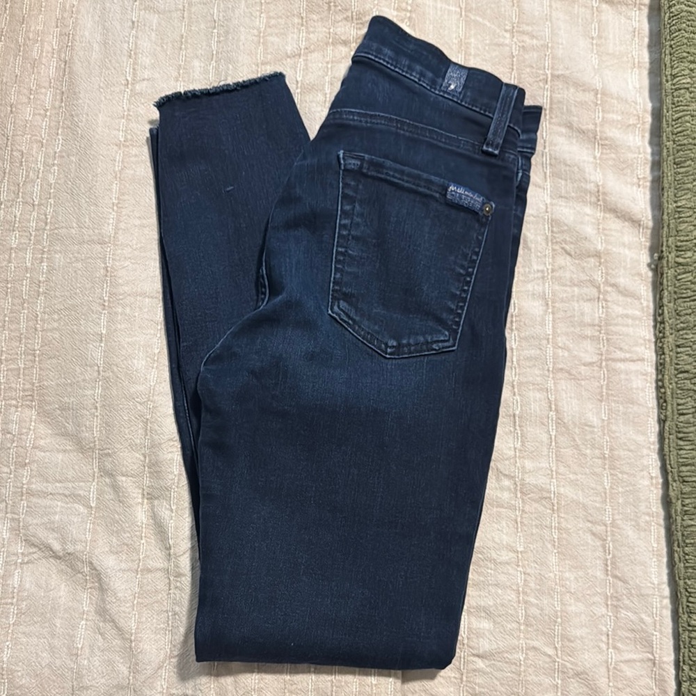 7 For All Mankind Blue Skinny Jeans